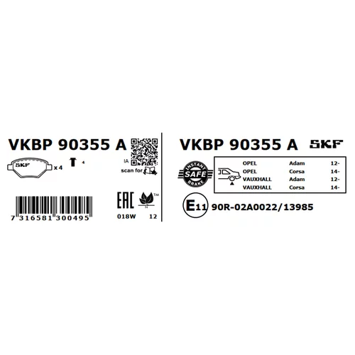 Sada brzdových platničiek kotúčovej brzdy VKBP 90355 A /SKF/ - obr. 2