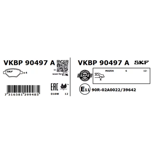 Sada brzdových platničiek kotúčovej brzdy VKBP 90497 A /SKF/ - obr. 2