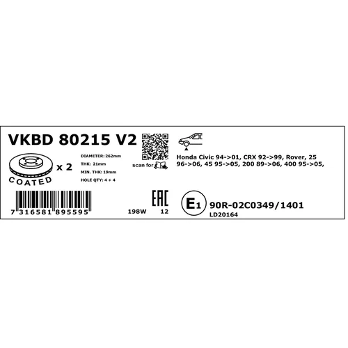 Brzdový kotúč VKBD 80215 V2 /SKF/ - obr. 3