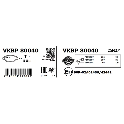 Sada brzdových platničiek kotúčovej brzdy VKBP 80040 /SKF/ - obr. 3