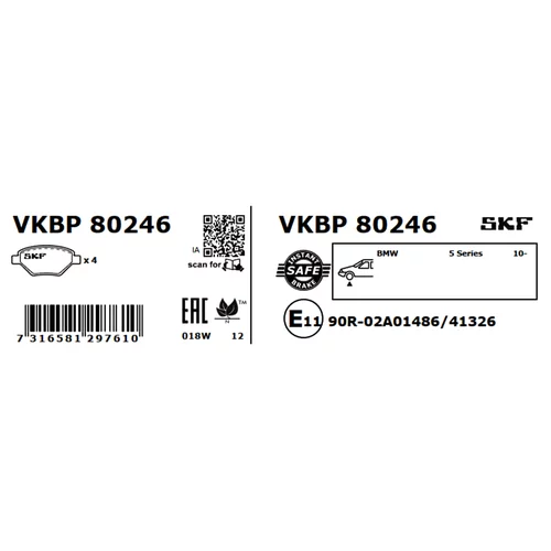 Sada brzdových platničiek kotúčovej brzdy VKBP 80246 /SKF/ - obr. 2