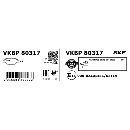 Sada brzdových platničiek kotúčovej brzdy VKBP 80317 /SKF/ - obr. 2