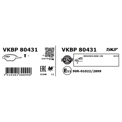 Sada brzdových platničiek kotúčovej brzdy VKBP 80431 /SKF/ - obr. 2