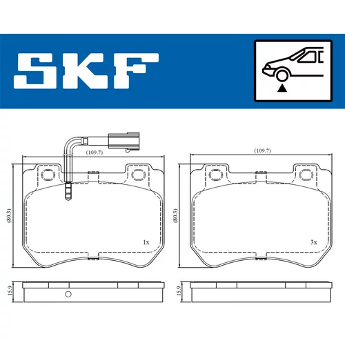 Sada brzdových platničiek kotúčovej brzdy VKBP 80610 E /SKF/ - obr. 1