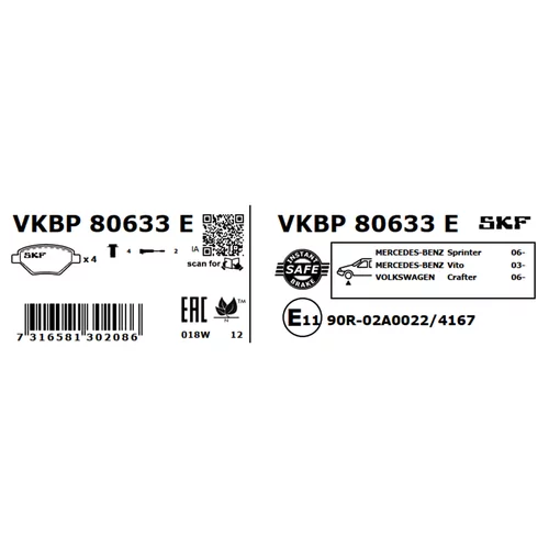 Sada brzdových platničiek kotúčovej brzdy VKBP 80633 E /SKF/ - obr. 2