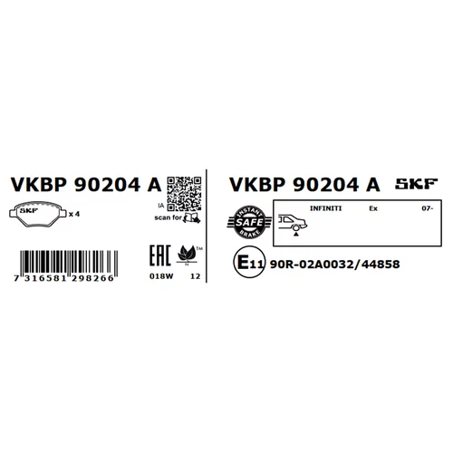 Sada brzdových platničiek kotúčovej brzdy VKBP 90204 A /SKF/ - obr. 2