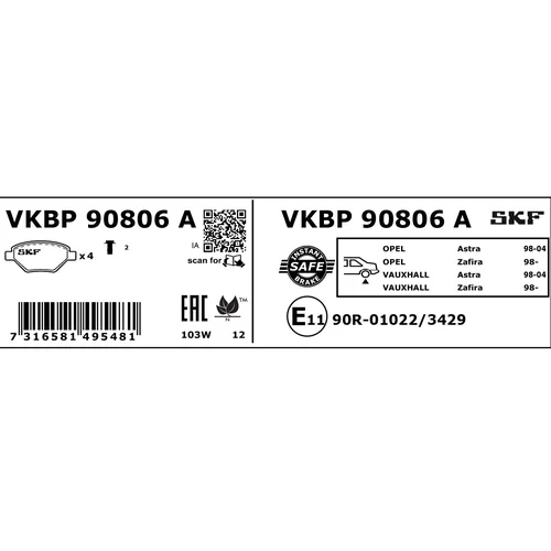 Sada brzdových platničiek kotúčovej brzdy VKBP 90806 A /SKF/ - obr. 2
