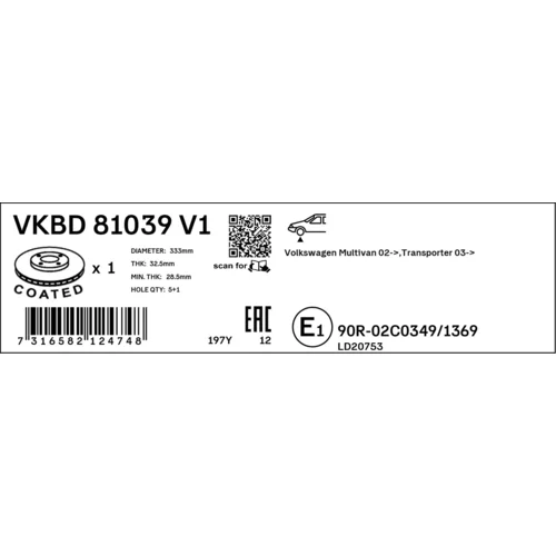 Brzdový kotúč VKBD 81039 V1 /SKF/ - obr. 2