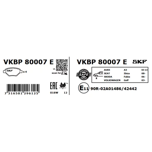 Sada brzdových platničiek kotúčovej brzdy VKBP 80007 E /SKF/ - obr. 5