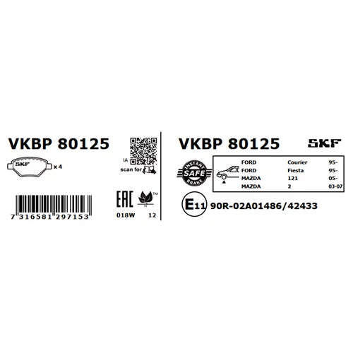 Sada brzdových platničiek kotúčovej brzdy VKBP 80125 /SKF/ - obr. 2