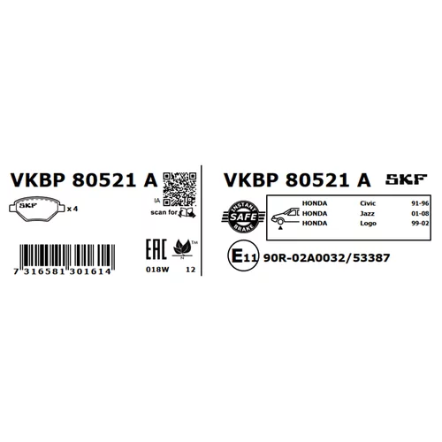 Sada brzdových platničiek kotúčovej brzdy VKBP 80521 A /SKF/ - obr. 2