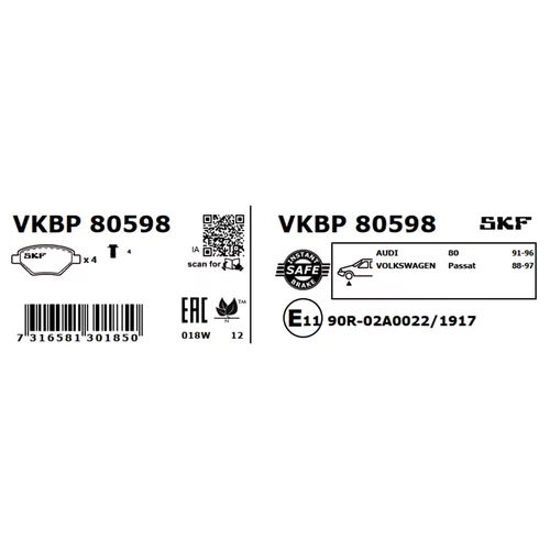 Sada brzdových platničiek kotúčovej brzdy VKBP 80598 /SKF/ - obr. 2
