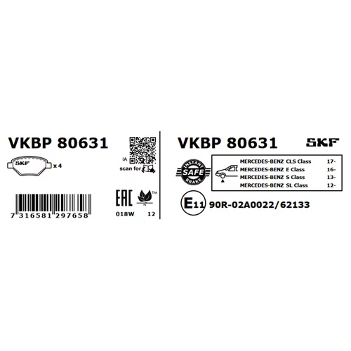 Sada brzdových platničiek kotúčovej brzdy VKBP 80631 /SKF/ - obr. 2