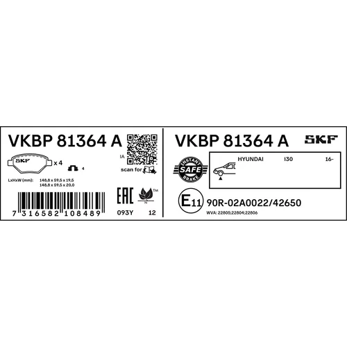 Sada brzdových platničiek kotúčovej brzdy VKBP 81364 A /SKF/ - obr. 2