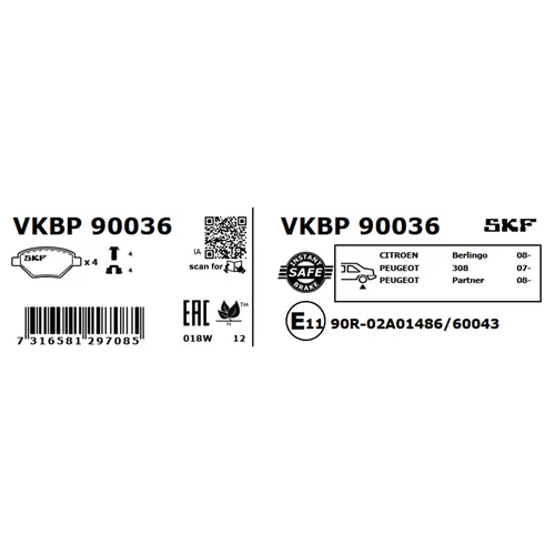 Sada brzdových platničiek kotúčovej brzdy VKBP 90036 /SKF/ - obr. 3