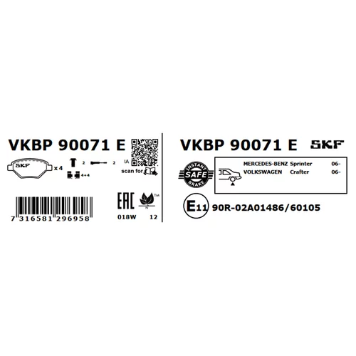 Sada brzdových platničiek kotúčovej brzdy VKBP 90071 E /SKF/ - obr. 2