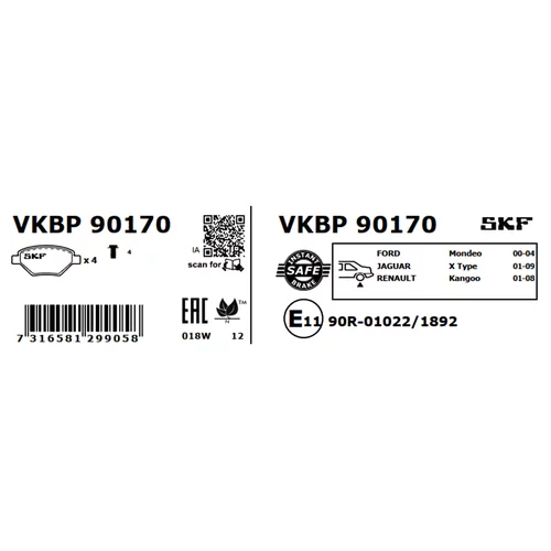 Sada brzdových platničiek kotúčovej brzdy VKBP 90170 /SKF/ - obr. 2