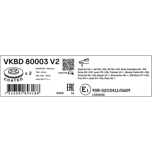 Brzdový kotúč VKBD 80003 V2 /SKF/ - obr. 2