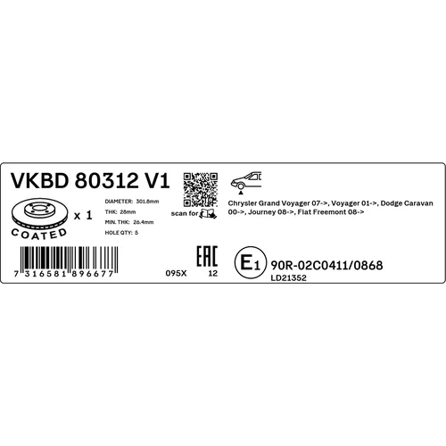 Brzdový kotúč VKBD 80312 V1 /SKF/ - obr. 2
