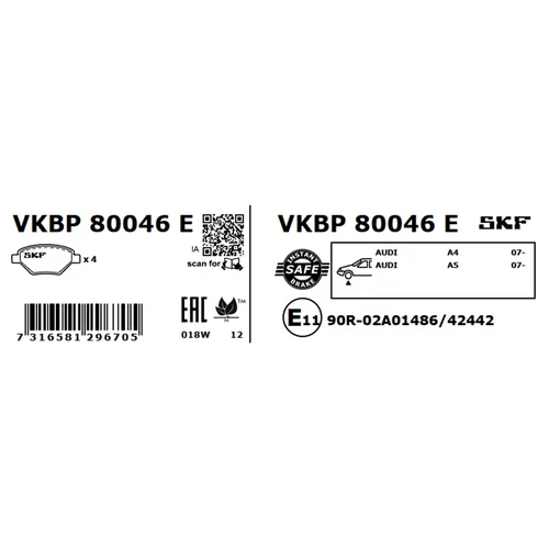 Sada brzdových platničiek kotúčovej brzdy VKBP 80046 E /SKF/ - obr. 3