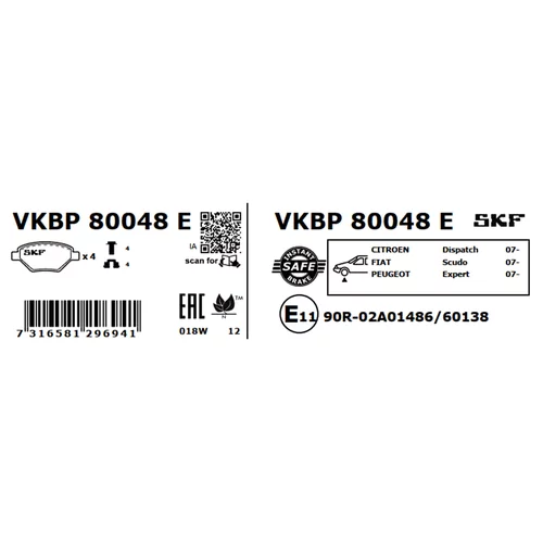 Sada brzdových platničiek kotúčovej brzdy VKBP 80048 E /SKF/ - obr. 2