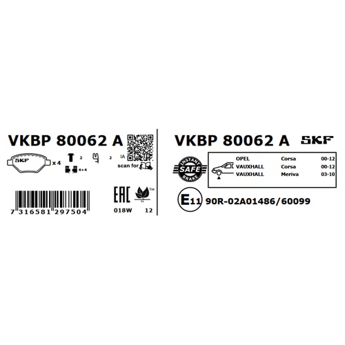 Sada brzdových platničiek kotúčovej brzdy VKBP 80062 A /SKF/ - obr. 2