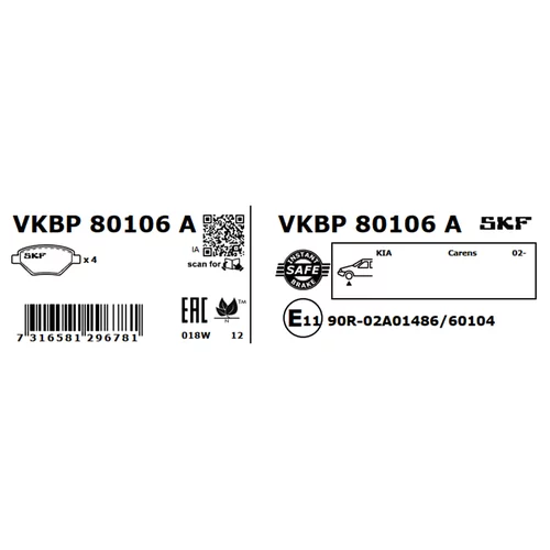 Sada brzdových platničiek kotúčovej brzdy VKBP 80106 A /SKF/ - obr. 2