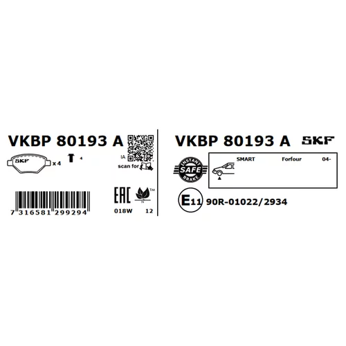 Sada brzdových platničiek kotúčovej brzdy VKBP 80193 A /SKF/ - obr. 2