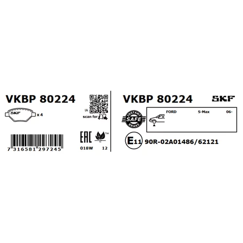 Sada brzdových platničiek kotúčovej brzdy VKBP 80224 /SKF/ - obr. 7
