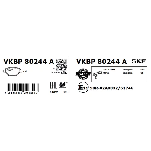 Sada brzdových platničiek kotúčovej brzdy VKBP 80244 A /SKF/ - obr. 2