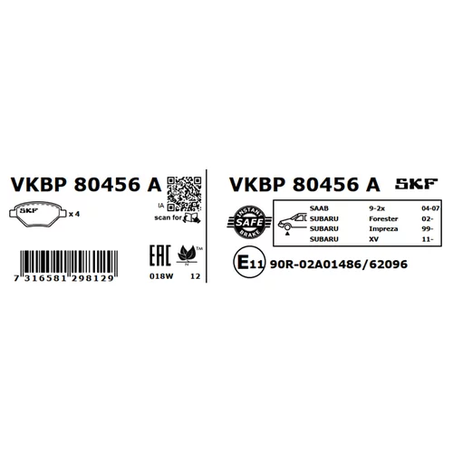 Sada brzdových platničiek kotúčovej brzdy VKBP 80456 A /SKF/ - obr. 2