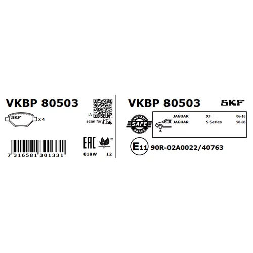 Sada brzdových platničiek kotúčovej brzdy VKBP 80503 /SKF/ - obr. 2