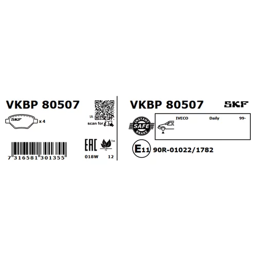 Sada brzdových platničiek kotúčovej brzdy VKBP 80507 /SKF/ - obr. 2