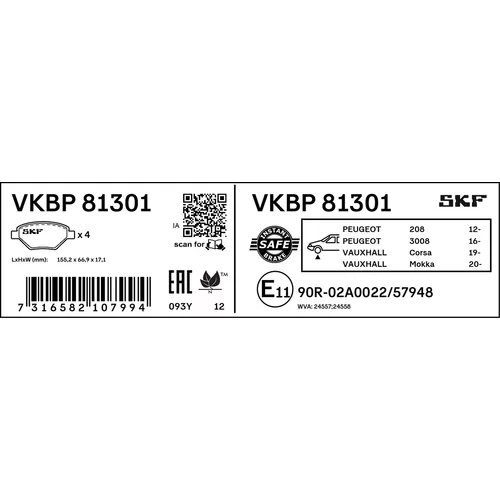 Sada brzdových platničiek kotúčovej brzdy VKBP 81301 /SKF/ - obr. 2