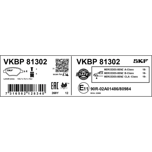 Sada brzdových platničiek kotúčovej brzdy VKBP 81302 /SKF/ - obr. 2