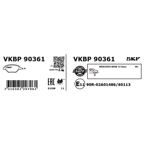Sada brzdových platničiek kotúčovej brzdy VKBP 90361 /SKF/ - obr. 2