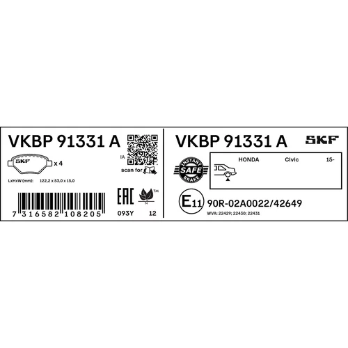 Sada brzdových platničiek kotúčovej brzdy VKBP 91331 A /SKF/ - obr. 2