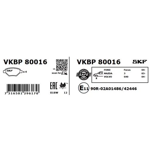 Sada brzdových platničiek kotúčovej brzdy VKBP 80016 /SKF/ - obr. 5