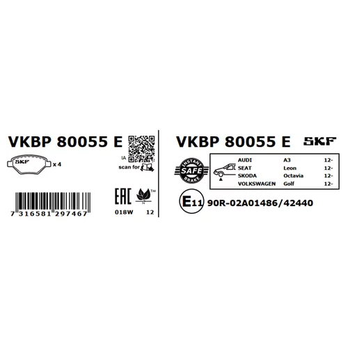 Sada brzdových platničiek kotúčovej brzdy VKBP 80055 E /SKF/ - obr. 7