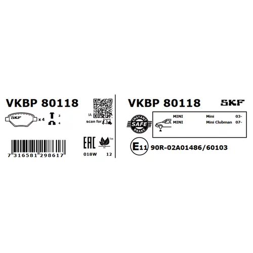 Sada brzdových platničiek kotúčovej brzdy VKBP 80118 /SKF/ - obr. 6