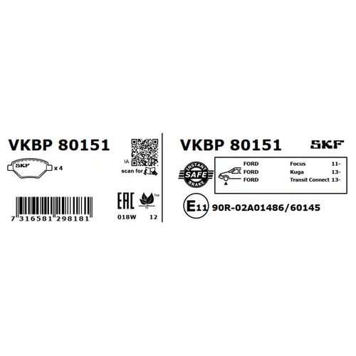 Sada brzdových platničiek kotúčovej brzdy VKBP 80151 /SKF/ - obr. 6