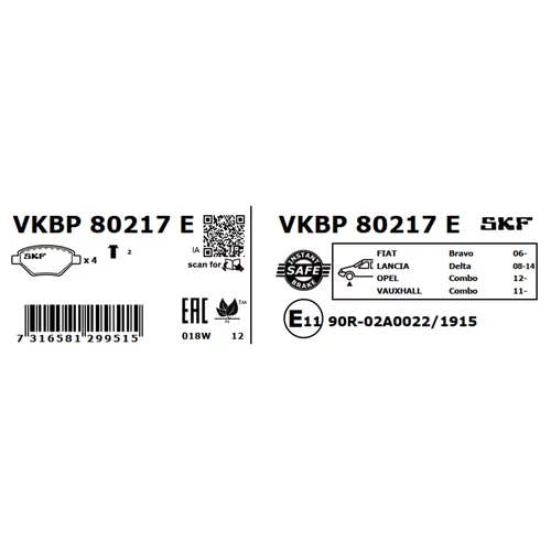 Sada brzdových platničiek kotúčovej brzdy VKBP 80217 E /SKF/ - obr. 2