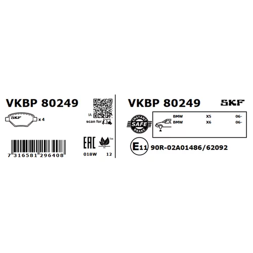 Sada brzdových platničiek kotúčovej brzdy VKBP 80249 /SKF/ - obr. 6