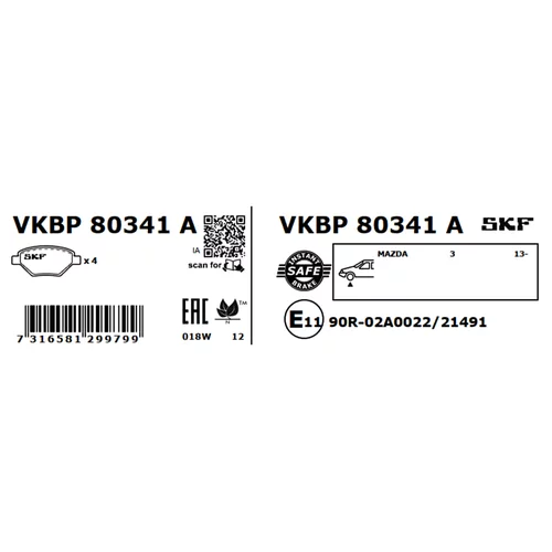 Sada brzdových platničiek kotúčovej brzdy VKBP 80341 A /SKF/ - obr. 2