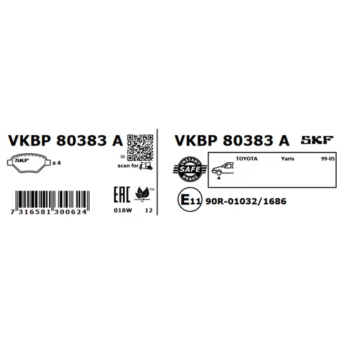 Sada brzdových platničiek kotúčovej brzdy VKBP 80383 A /SKF/ - obr. 2