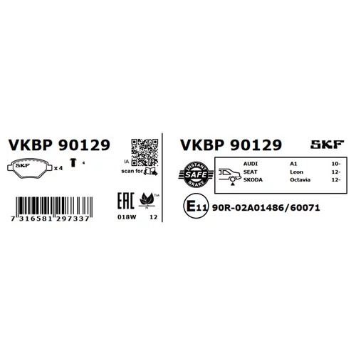 Sada brzdových platničiek kotúčovej brzdy VKBP 90129 /SKF/ - obr. 2