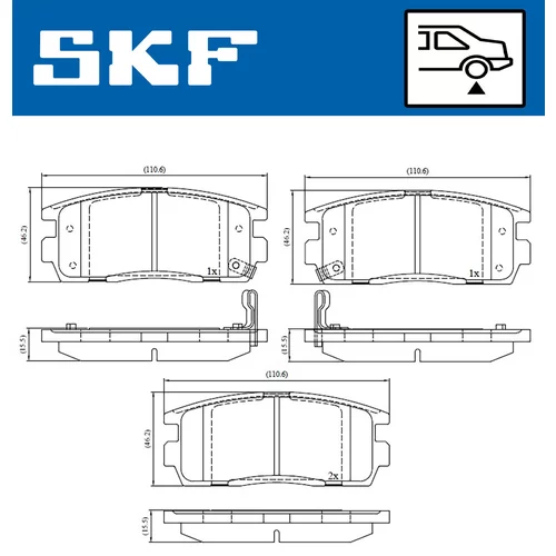 Sada brzdových platničiek kotúčovej brzdy VKBP 90556 A /SKF/ - obr. 1