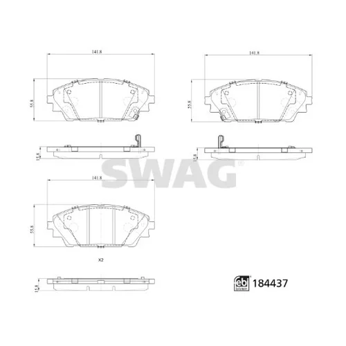 Sada brzdových platničiek kotúčovej brzdy SWAG 33 10 9371