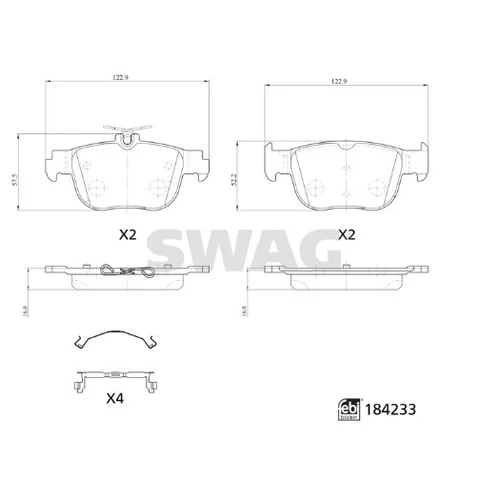 Sada brzdových platničiek kotúčovej brzdy 33 10 9323 /SWAG/ - obr. 1
