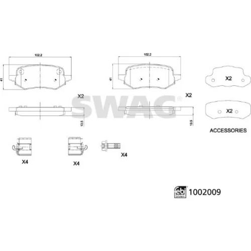 Sada brzdových platničiek kotúčovej brzdy SWAG 33 11 4168
